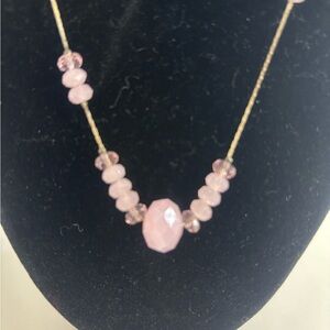 Silver Elegant Pink Beaded Necklace